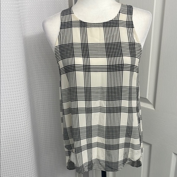 Wilfred Black and Cream Tank Top with Open Back 100% Silk Round Neckline - Picture 1 of 6